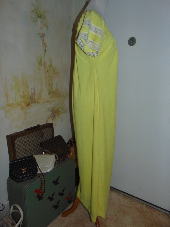 chinese dress ladies 1970's Vintage Light Terry Cloth Maxi Dress with Bat wing sleeves main image 1
