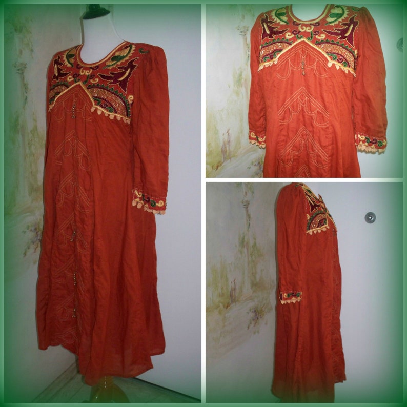 Indian Caftan Kaftan Maxi Vestido Túnica niña hecho a Mano Floral Hippie Bohemio