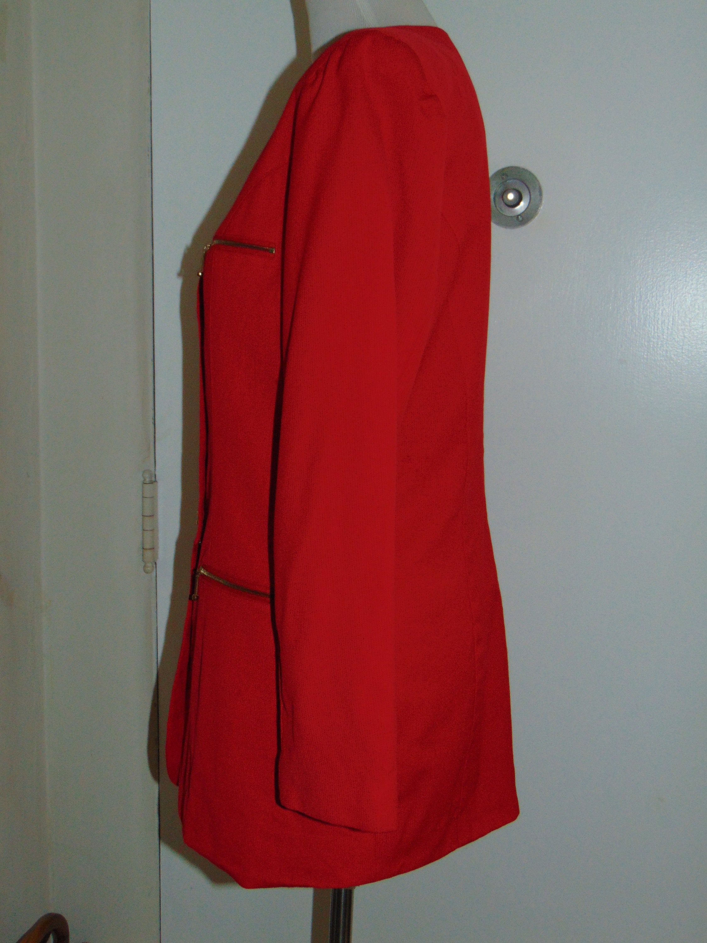 80s 90s Emanuel Ungaro Blazer Jacket Red Womens Zippers Y2K  display picture 1