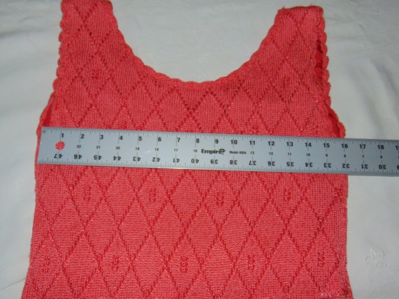 Vintage 60s 70s Salmon Knit Woven Salmon Pink Mid… - image 7