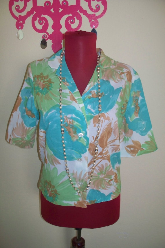 OOAK Vintage 60's Brushed Watercolor Floral Romant