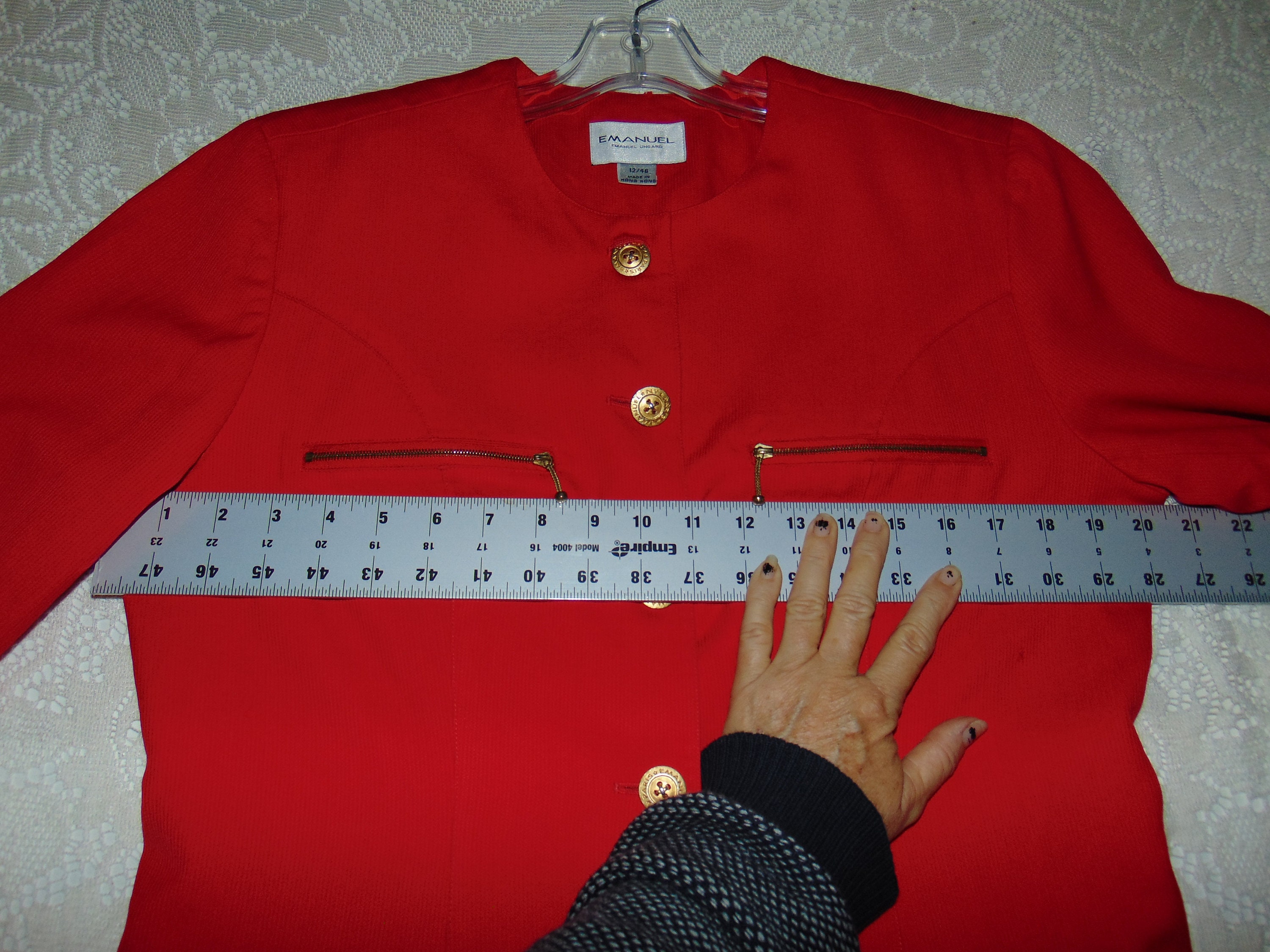 80s 90s Emanuel Ungaro Blazer Jacket Red Womens Zippers Y2K  display picture 1