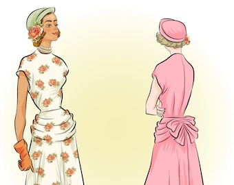Patrón de costura vintage n.° 2761 para vestido drapeado (PDF)