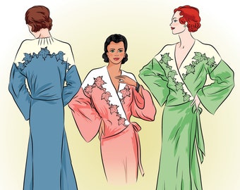 Vintage Sewing Pattern 1930 Art Deco Dressing Gown Pattern,  PDF
