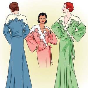 Vintage Sewing Pattern 1930 Art Deco Dressing Gown Pattern,  PDF