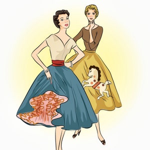 4752 Vintage Sewing Pattern 1950 Circle Skirt With Petticoat  Skirt  PDF Download