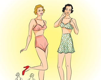 Vintage Sewing Pattern # 1517  - 1930 Lingerie Set, PDF Print At Home or Copy Shop