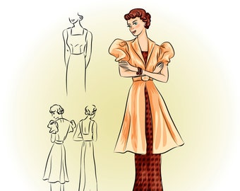 Vintage Sewing Pattern # 1160 -  1930 Evening Gown, PDF Download, Art Deco