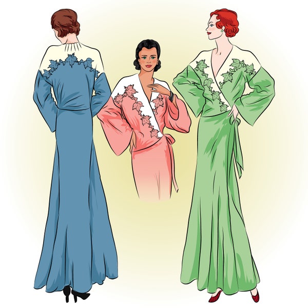 Vintage Sewing Pattern 1930 Art Deco Dressing Gown Pattern,  Full Size Print Copy