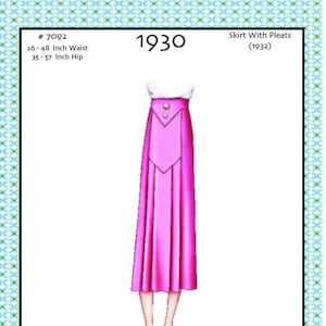 1930 Skirt # 7092, 1930 Skirt Pattern, 1930 Skirt With Yoke, 1930 Pattern, Retro Skirt, 1930 PDF Skirt, PDF Skirt