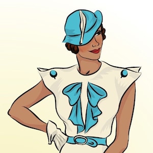 1338  Vintage Sewing Pattern 1930 Dress With Button Shoulder Jacket Downloadable PDF