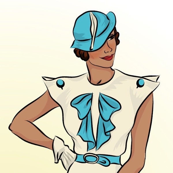 1338  Vintage Sewing Pattern 1930 Dress With Button Shoulder Jacket Downloadable PDF