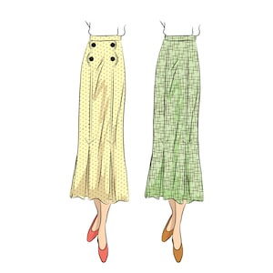1047 - Four Piece Skirt With Pleats (1930) Full Sized Print, Art Deco Skirt