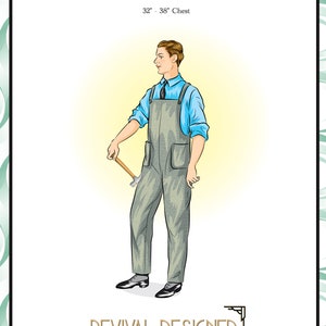 1139 Men's Overalls 1920 Reproduction Vintage Pattern PDF DOWNLOAD