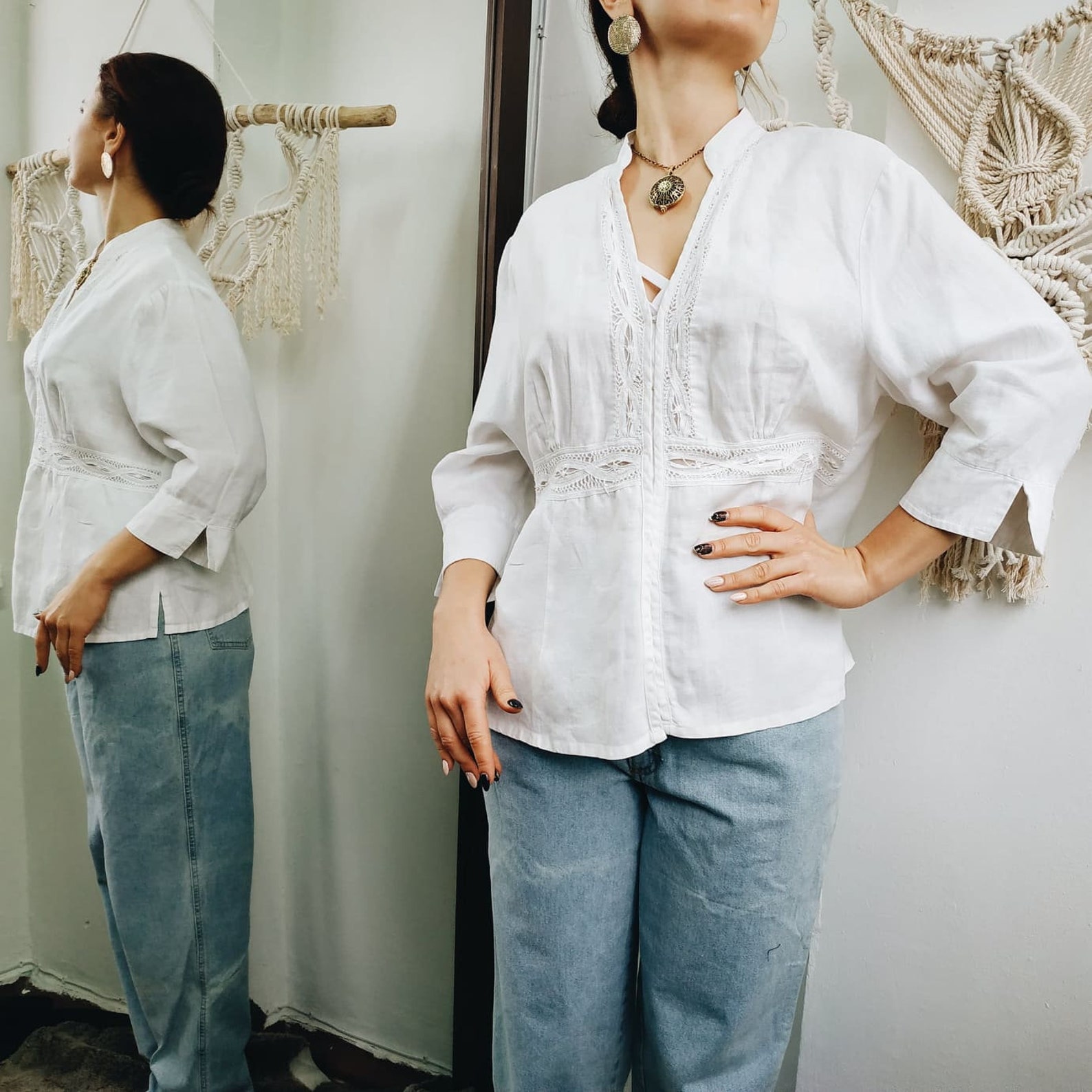 VINTAGE LINEN BLOUSE / white blouse / linen top natural fabric Etsy