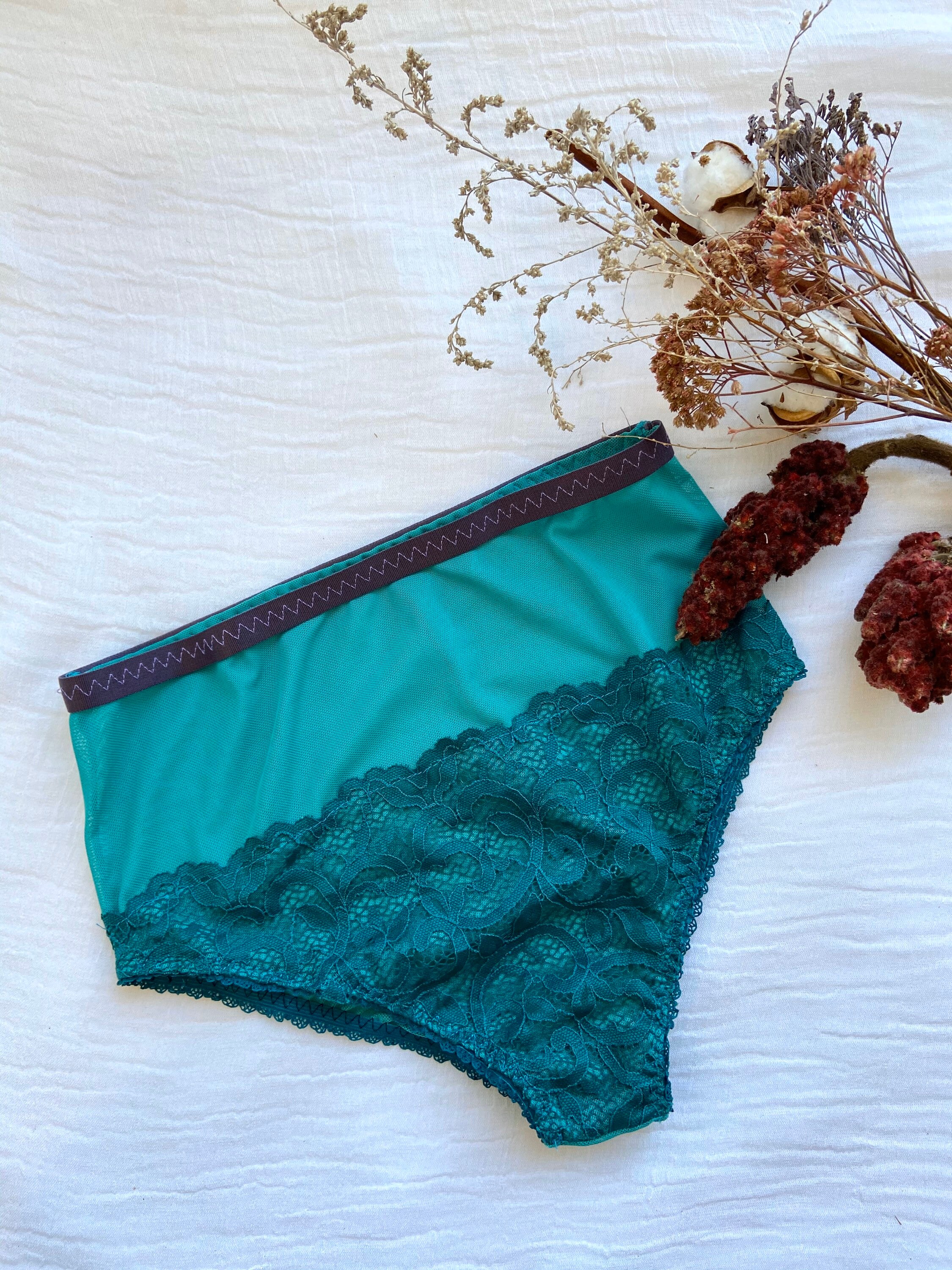 TURQUOISE LACE PANTY size S / pinup lingerie / lingerie | Etsy
