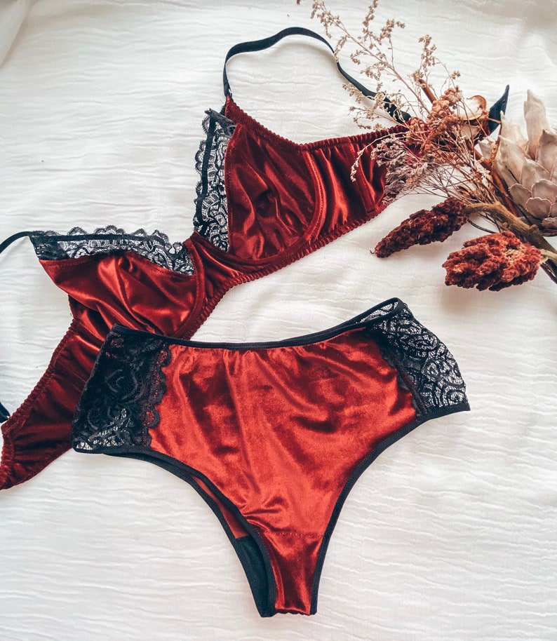 BURGUNDY VELOUR VANESSA bra / plus size bra / G cup / H cup / Etsy