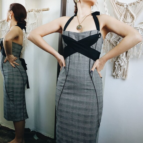 GRAY SILHOUETTE DRESS / vintage dress / 50s dress