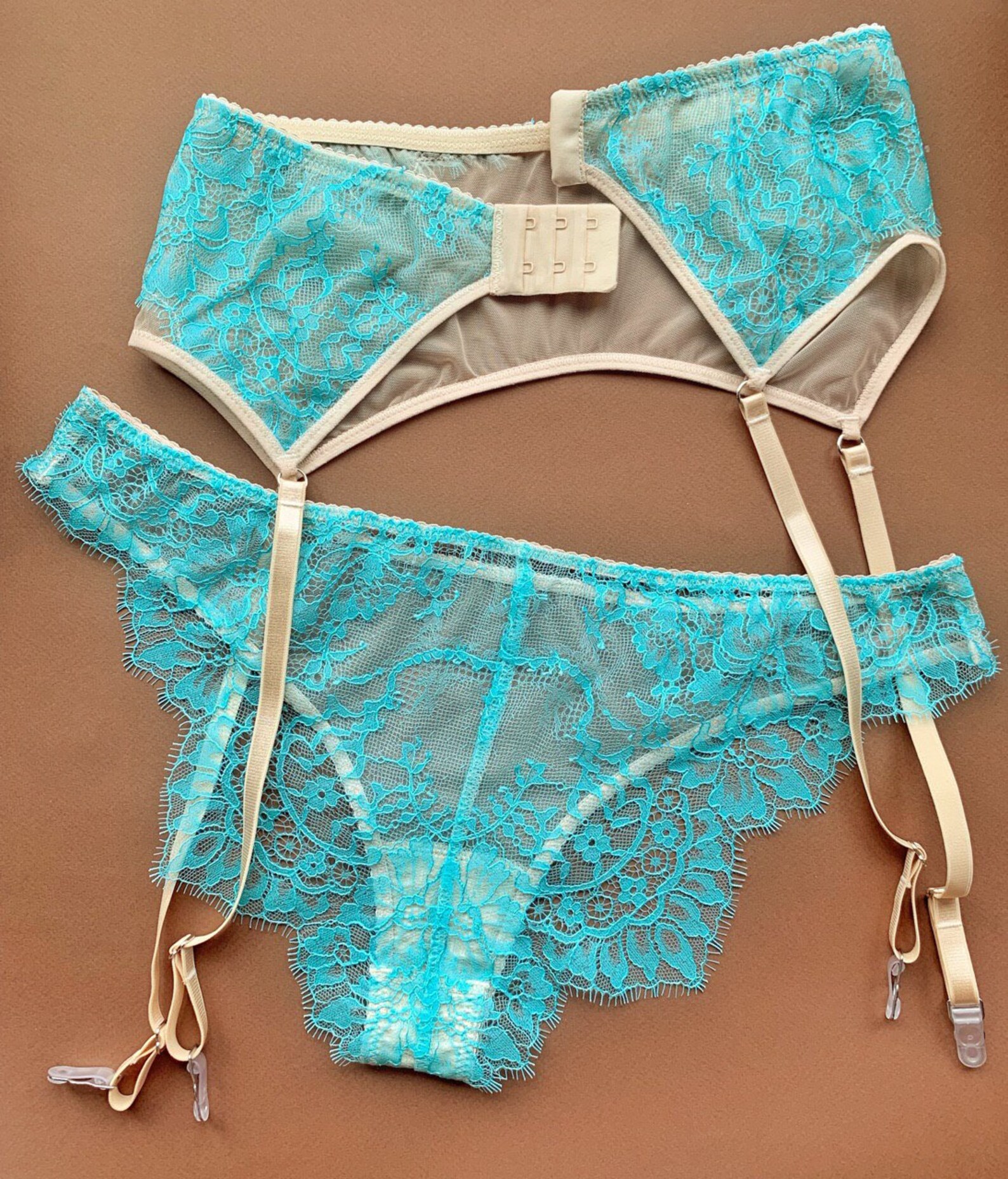 TURQUOISE LACE lingerie set / something blue wedding gift / | Etsy