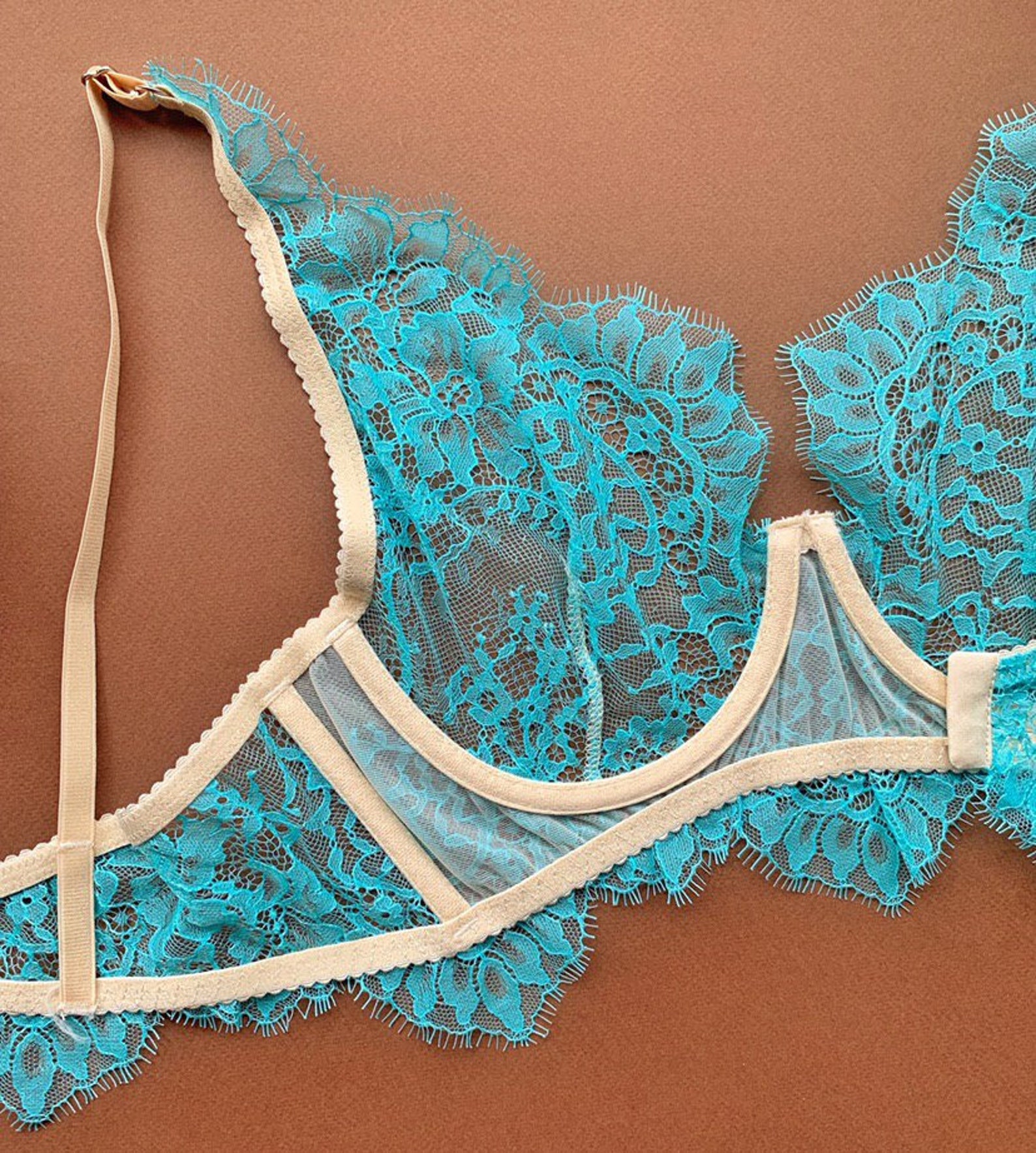 TURQUOISE LACE lingerie set / something blue wedding gift / | Etsy
