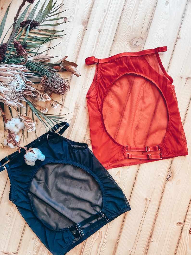 RED GIRDLE SKIRT / Girdle Skirt Open Back / Mesh Retro Style Etsy