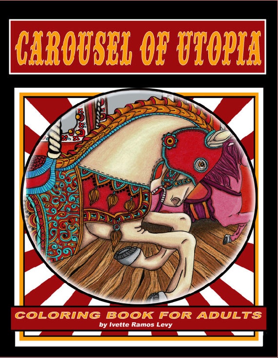 The Carousel of Utopia, Adult Coloring Books, Adult Coloring Pages,  Coloring Books for Adults, 