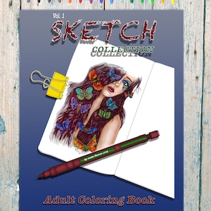 Adult coloring book. Coloring pages. Women faces coloring pages