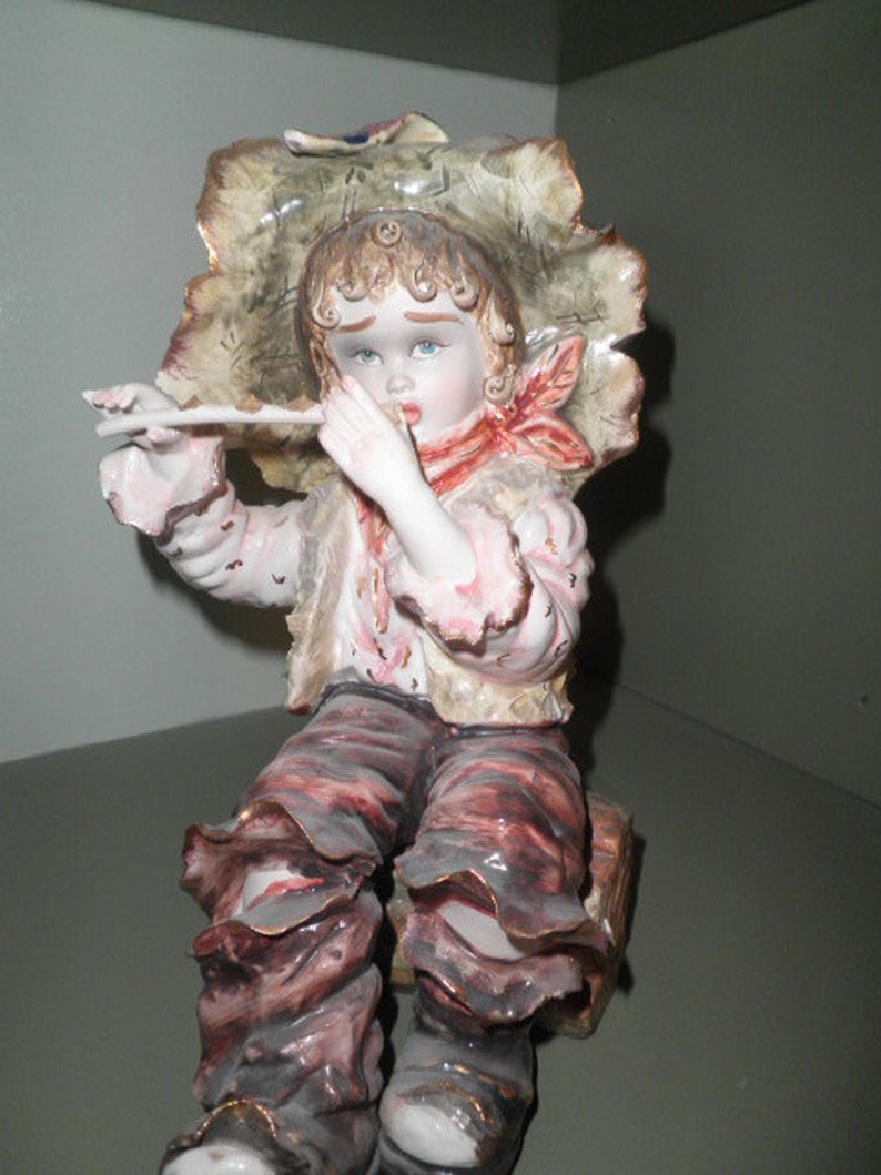 Porcelain Figurine Boy Playing Flute Italy Etsy