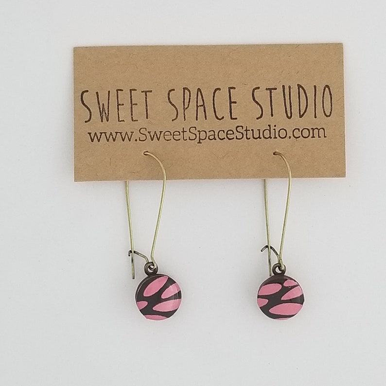 Chiyogami Earrings Yuzen Earrings Washi Earrings Small Pink and Black Earrings Japanese Paper Earrings