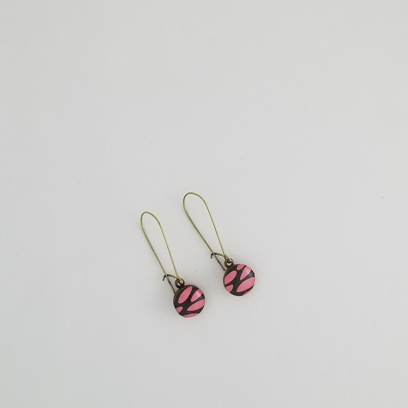 Chiyogami Earrings Yuzen Earrings Washi Earrings Small Pink and Black Earrings Japanese Paper Earrings