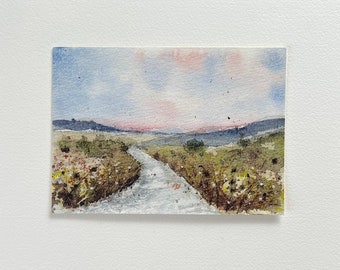 Calming Path, Watercolor Landscape, Limited Edition Print - Fields and Waters Collection, Landscape, Fine Art Print