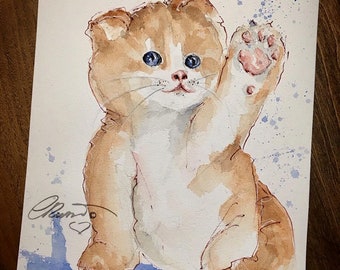 Kitten, Orange Tabby, Cat, Limited Edition Fine Art Print, watercolor painting, Animals Art, Illustration,