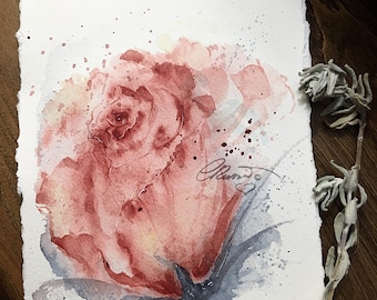 Just A Rose, Original Watercolor Painting, Rose Flower, Original Art