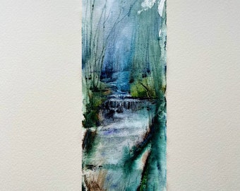 Waterfall, Watercolor Landscape, Water Vibration, Limited Edition Print, Fields and Waters Collection, Stream, Fine Art Print