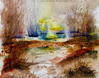 Divine Light, Watercolor Landscape, Limited Edition Print, Reiki Infused Art, Fine Art Print, New Release