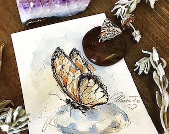 Butterfly, Monarch Butterfly, Limited Edition Print, Watercolor Butterfly, Animals Art, Butterfly Spirit Animal, wildlife art, Hand Enhanced