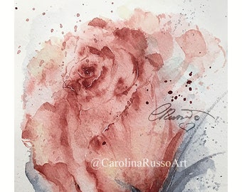 Just A Rose, Limited Edition Print, Watercolor Painting, Rose, Flower, Hand Enhanced