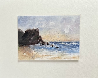 Point Dume Malibu, Watercolor Seascape, Limited Edition Print - Fields and Waters Collection, California Beach, Fine Art Print