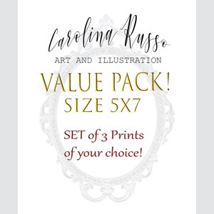 VALUE Pack 3 Prints Set 5x7, Special Value, Watercolors,  Open Edition Prints, Signed Prints, Collectible Series