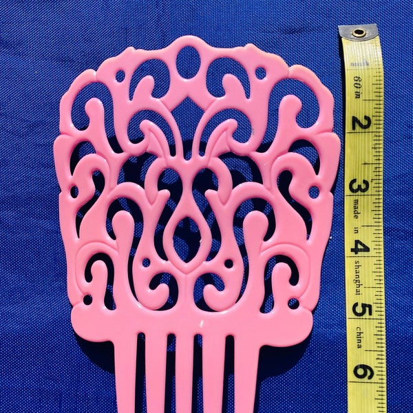 Spanish Peineta/Decorative Hair Comb Large Size Pink Plastic Vintage Deadstock, New + Unused Flamenco/Fiesta/Spanish Gypsy