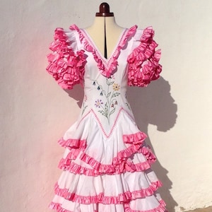 Vintage Spanish Flamenco Dress 3691.5cm Bust | Etsy