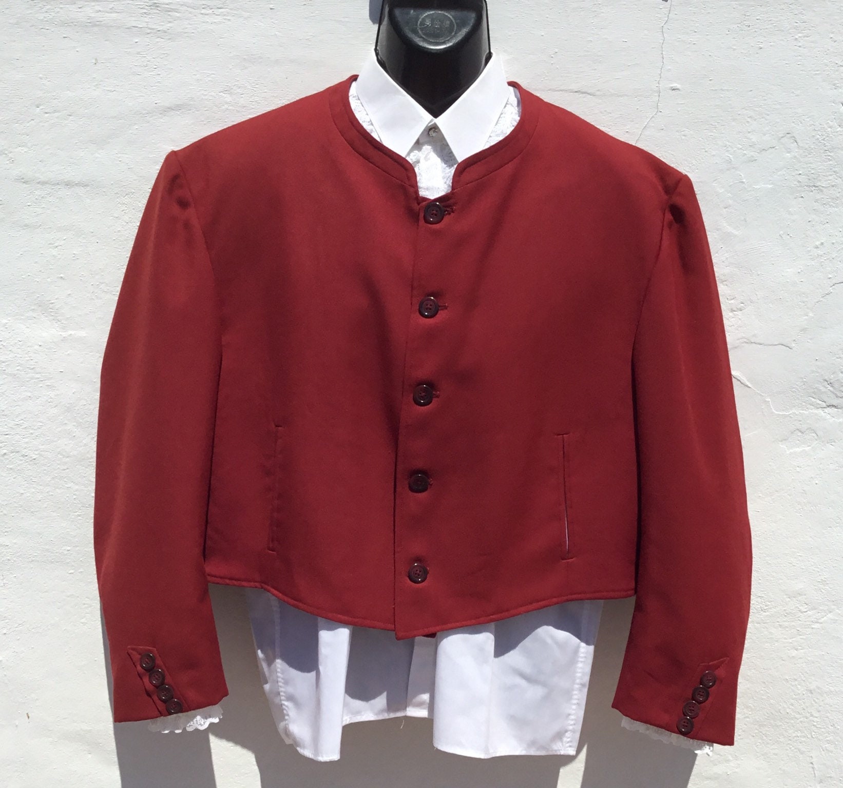 Image of Vntg Spanish Flamenco /Horse Riding/Equestrian Dark Red Cropped Jacket Chest Size 46"(58.5cm Typical Andalucian