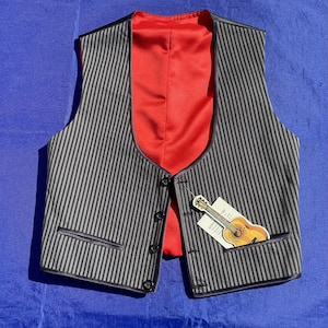 Vintage Deadstock Pinstripe Ridväst – Flamenco Chaleco, Bröst 81,5 cm NY MED ETIKETTER