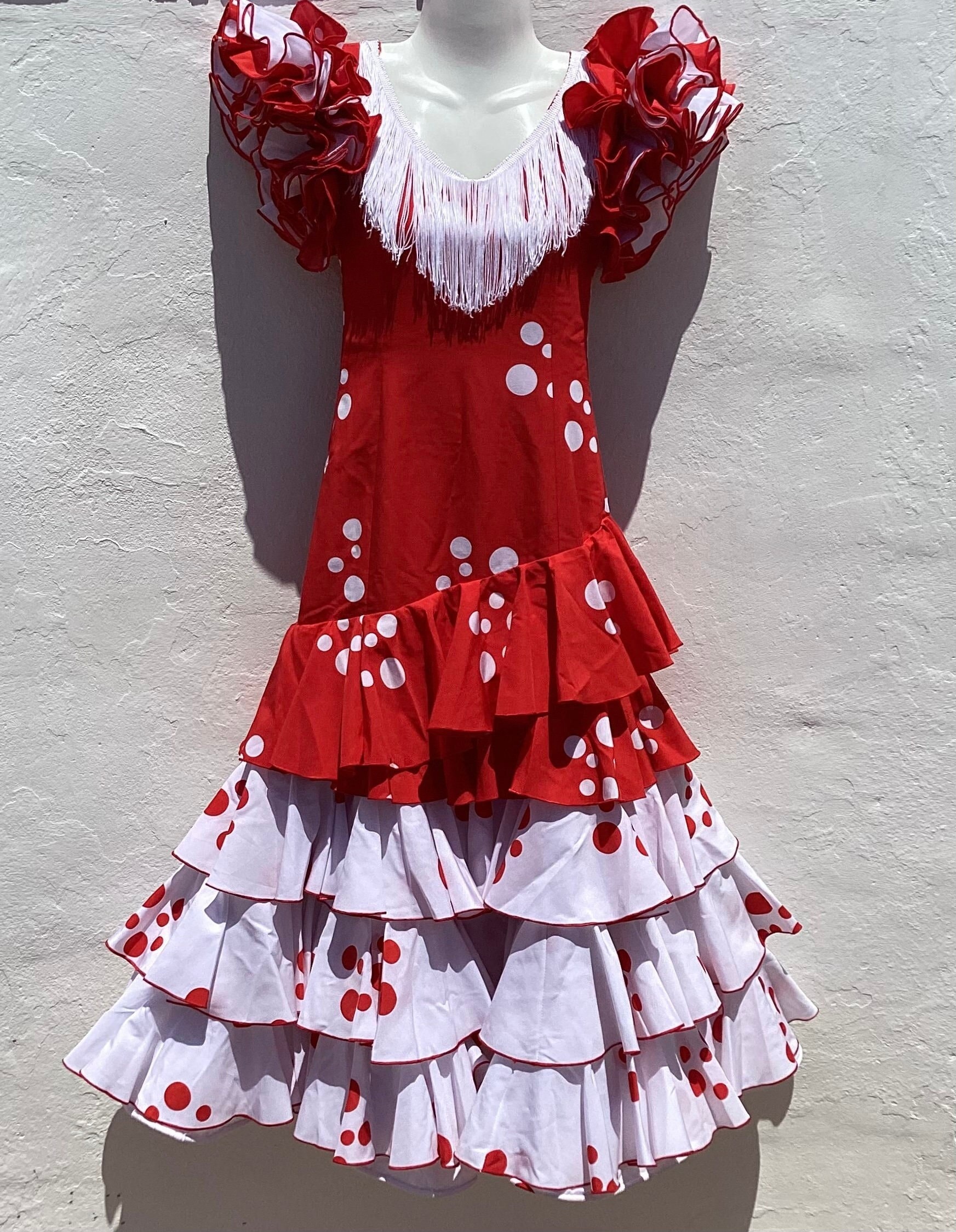 JORXG Vestido Sevillanas Mujer Accesorio Peineta Collar Pulsera Pendientes,  Vestido Flamenco Español Tradicional Para Mujer, Traje Flamenca Feria Abril  Sevilla Actuaciones Baile (S, rojo) : : Moda