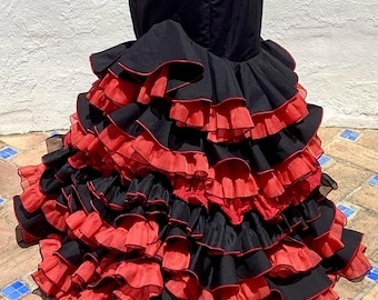 Robe De Danse Flamenco Espagnole Traditionnelle - Jupe Longue Plissée - Costume De Scène élégant Pour Femmes