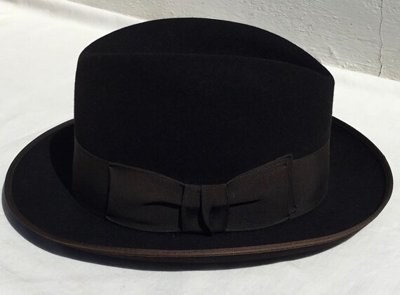 40/50s True Vintage Black Felt Homburg 