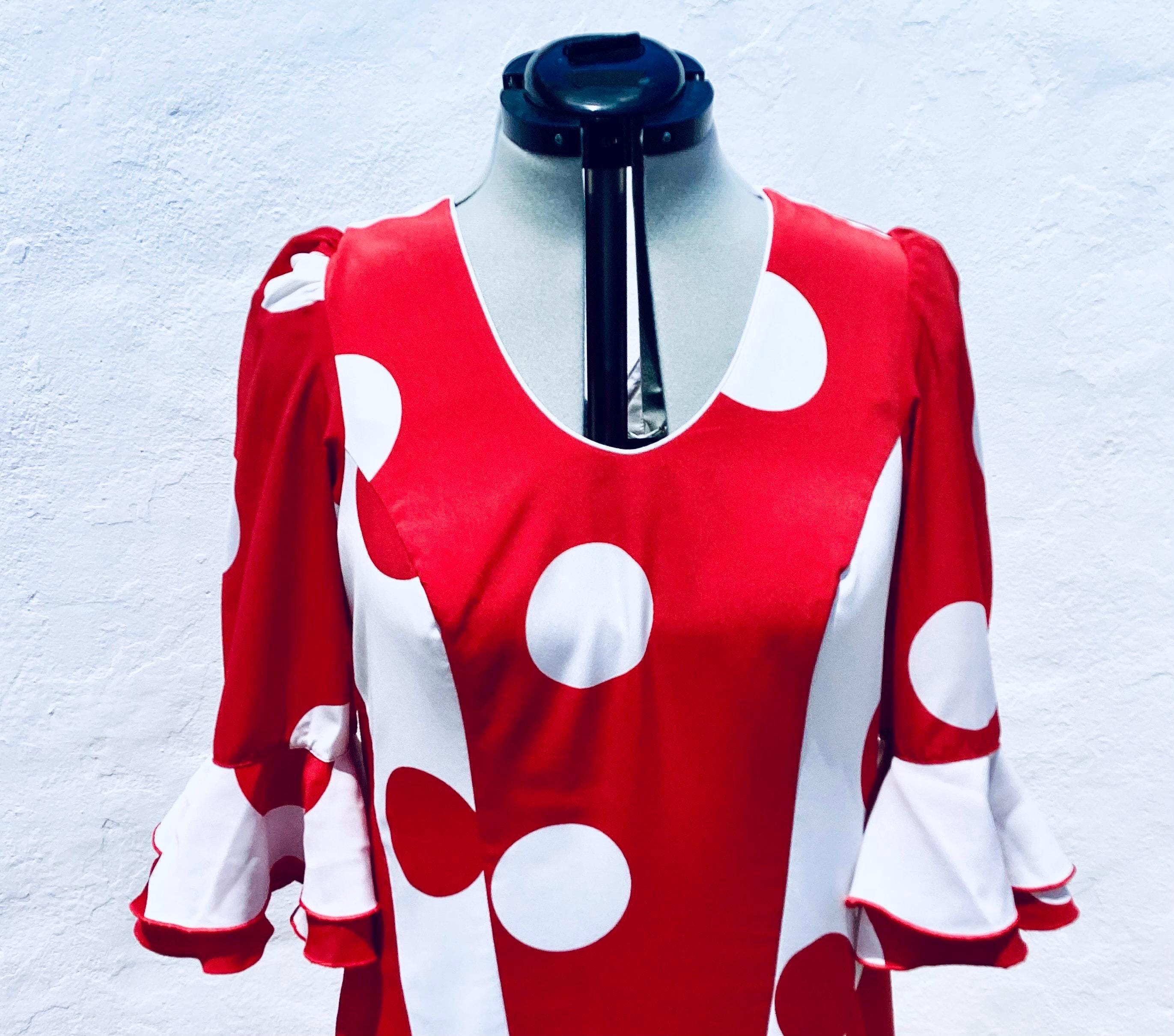[新品] フラメンコ衣裳 • Made in Spain Spanish Vintage Fiesta/flamenco Dress Red/white Big