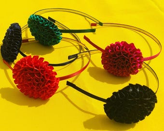 Vintage Spanish Ribbon Rosette Headband, Fiesta Party Hair Accessory