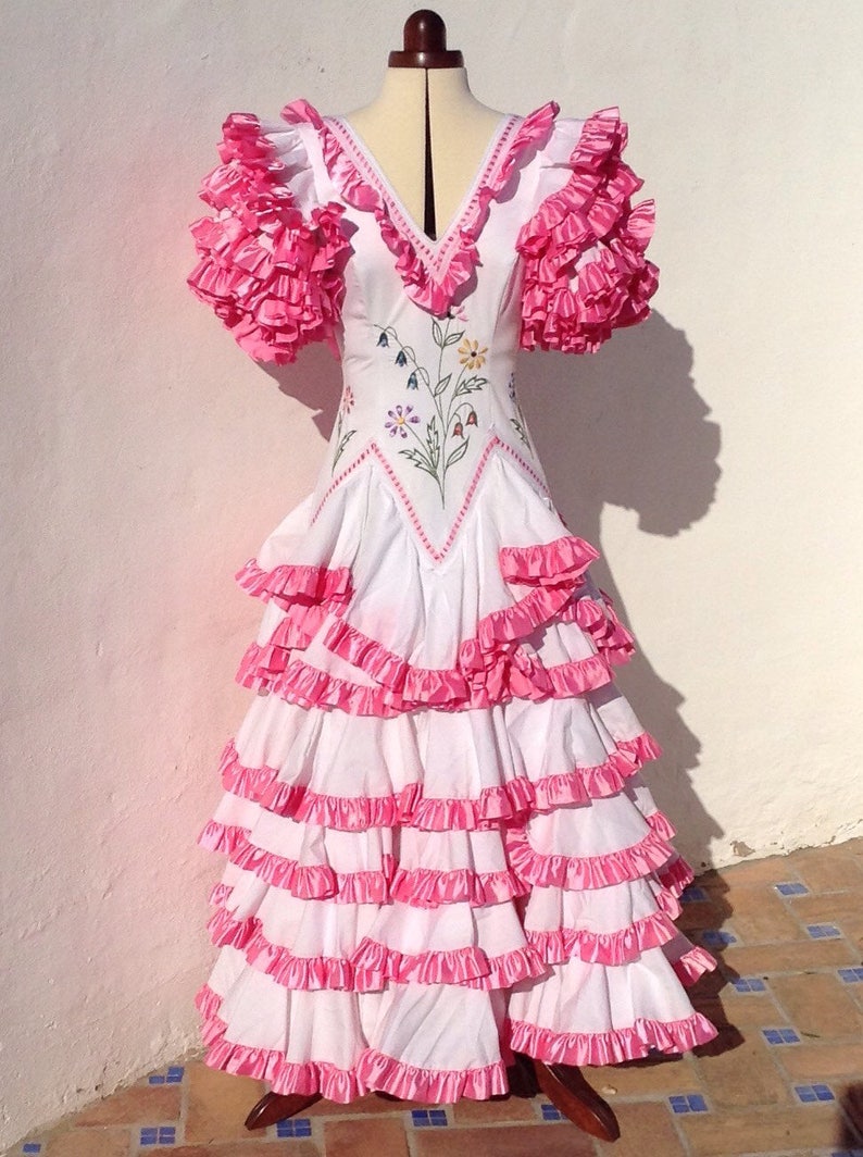 Vintage Spanish Flamenco Dress 3691.5cm Bust - Etsy