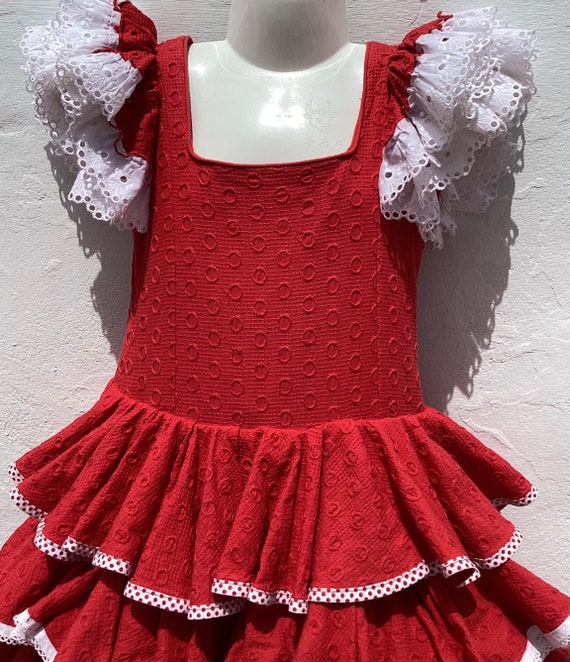 Girls red top spanish dress